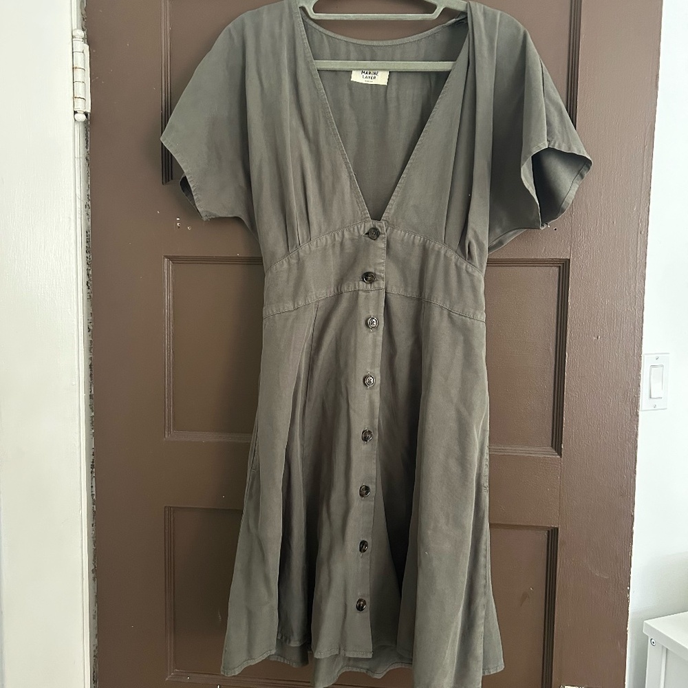 Marine Layer - Camila Mini Dress in Olive - Medium / Olive
